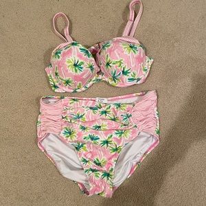 NWOT tropical high waisted bikini set crown & ivy